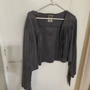 Grey fringe jacket